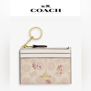 Coach Beige Floral Card Wallet